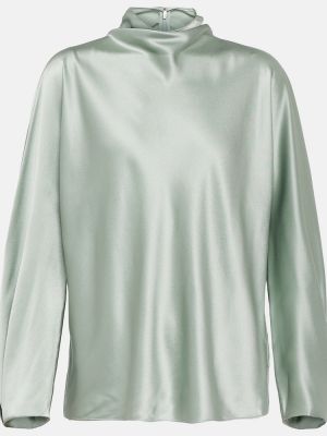 Svilena bluza z draperijo Vince zelena