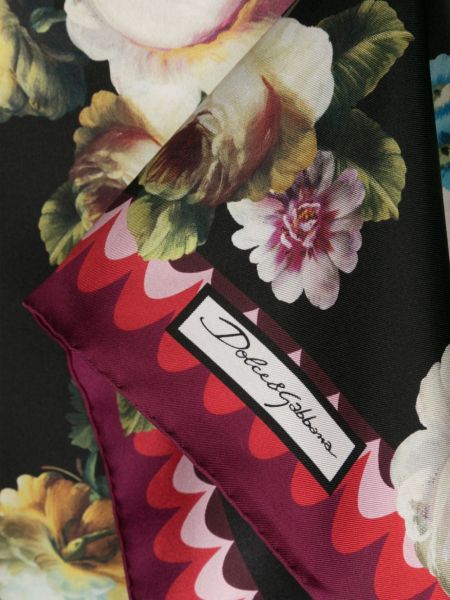 Jedwabna szal w kwiatki z nadrukiem Dolce And Gabbana czarna