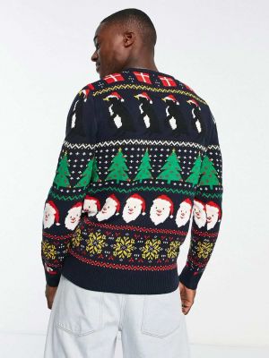 Рождественский длинный свитер с круглым вырезом Brave Soul синий