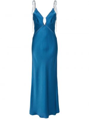 Σατέν μάξι φόρεμα Anna October μπλε