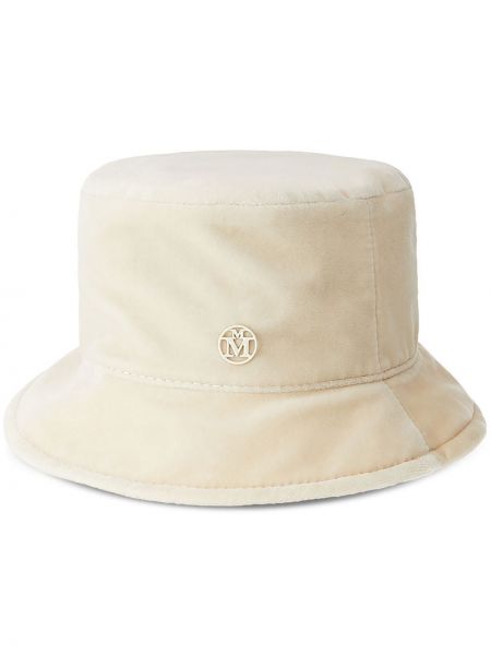 Кадифена шапка Maison Michel бяло