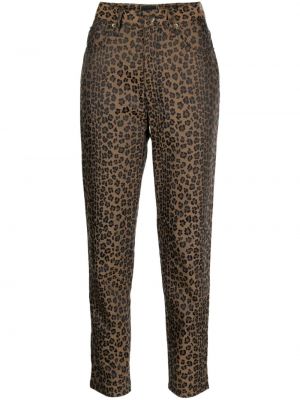Slim fit nohavice s potlačou s leopardím vzorom Fendi Pre-owned hnedá