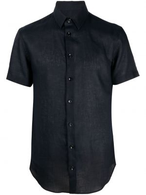 Lininė marškiniai slim fit Giorgio Armani mėlyna
