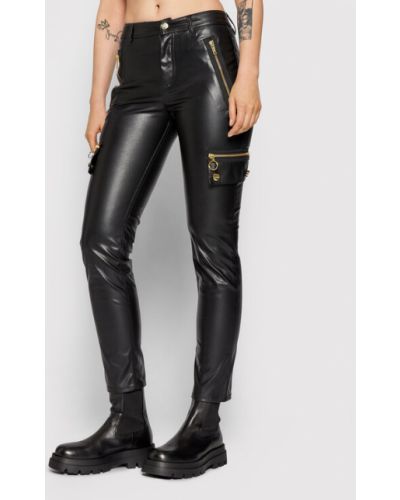 Iceberg Pantaloni din imitație de piele 21II2P0B1712829 Negru Regular Fit