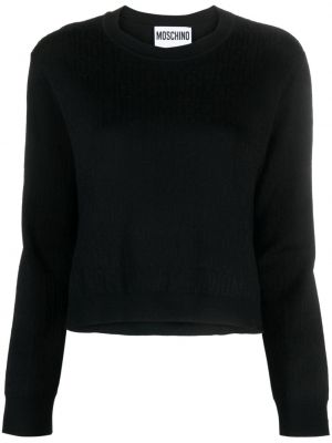 Žakárový vlněný svetr Moschino černý