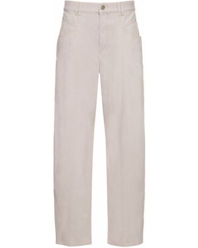 Bavlnené rovné nohavice Isabel Marant biela