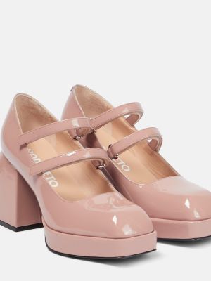 Кожени полуотворени обувки от лакирана кожа Nodaleto розово