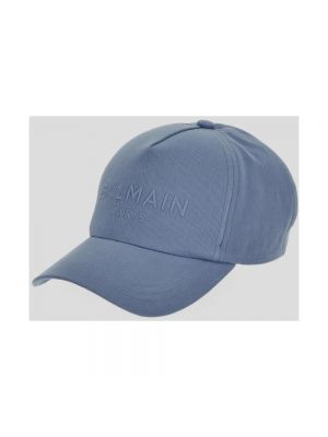 Gorra de algodón Balmain azul