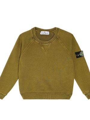 Hoodie i bomull för pojkar Stone Island Junior grön