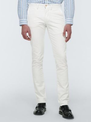 Bombažne slim fit hlače chino Polo Ralph Lauren bela