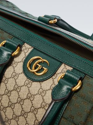 Кожени пътна чанта Gucci зелено
