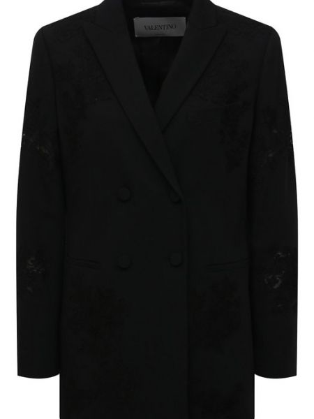 Шерстяной пиджак из вискозы Valentino черный