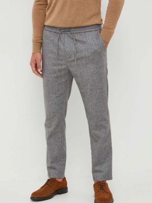 Vlněné přiléhavé kalhoty Calvin Klein šedé