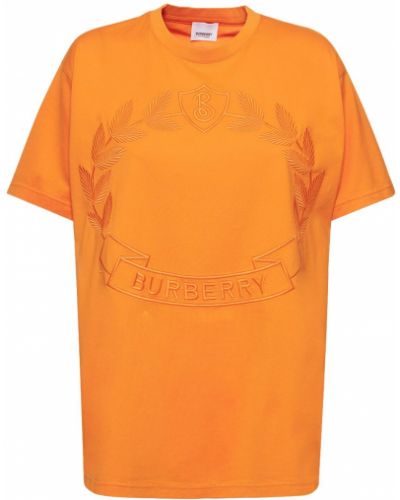 Bavlnené tričko s výšivkou Burberry oranžová