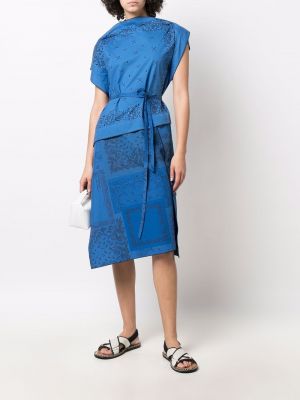 Asimetriškas raštuotas suknele Kenzo mėlyna