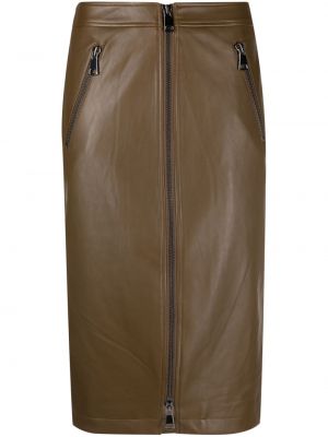 Kožená sukňa Essentiel Antwerp hnedá