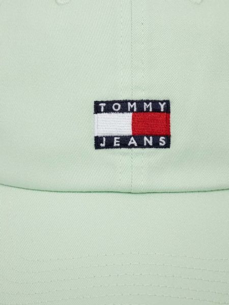 Czapka z daszkiem bawełniana Tommy Jeans zielona