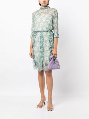 Caurspīdīgs kleita ar ziediem ar apdruku Prada Pre-owned
