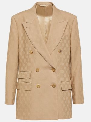 Blazer di lana in tessuto jacquard Gucci beige