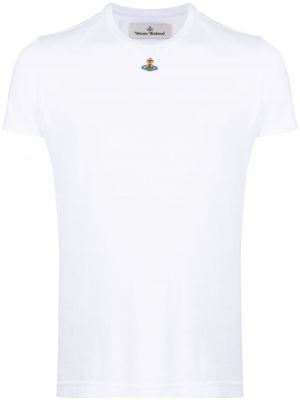 Haftowana koszulka bawełniana Vivienne Westwood biała
