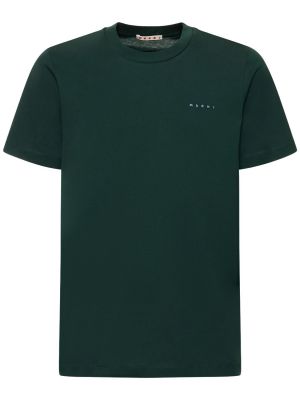 T-shirt en coton en tricot à imprimé Marni bleu