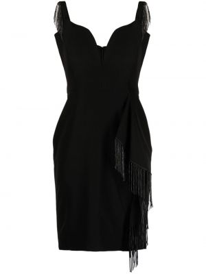 Večerní šaty s třásněmi Marchesa Notte černé