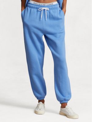 Priliehavé teplákové nohavice Polo Ralph Lauren modrá