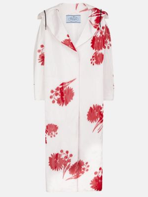 Palton de mătase cu model floral Prada