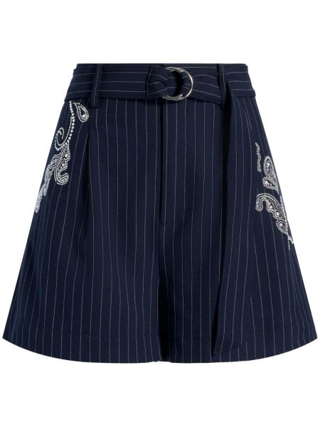 Kratke hlače z vezenjem s črtami s paisley potiskom Cinq A Sept