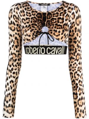 Top s potiskom z leopardjim vzorcem Roberto Cavalli rjava