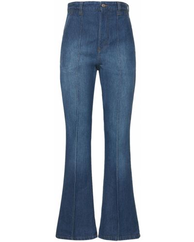 Bavlněné straight fit džíny Victoria Beckham modré