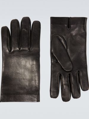 Черные кожаные перчатки Saint Laurent