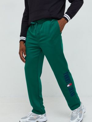 Tommy Jeans melegítőnadrág férfi, zöld, egyenes