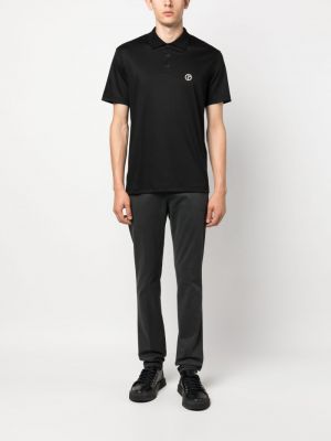 Medvilninis siuvinėtas polo marškinėliai Giorgio Armani juoda