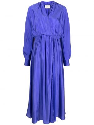 Копринена макси рокля с v-образно деколте Forte_forte синьо