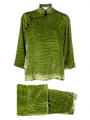 Кадифена копринена пижама Olivia Von Halle зелено