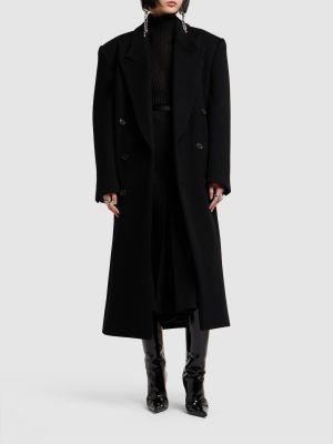 Falda larga de lana Saint Laurent negro