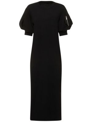 Dlouhé šaty z nylonu jersey Sacai černé
