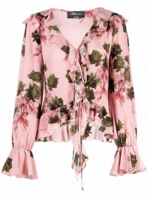 Blusa de seda de flores con estampado Blumarine rosa