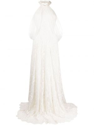Tylové šaty s korálky Saiid Kobeisy biela