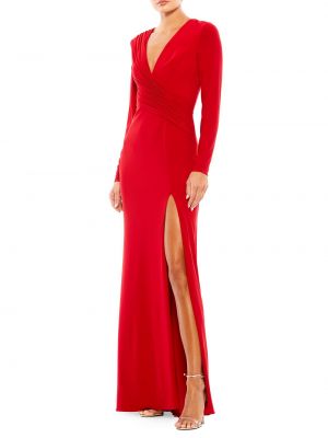 Платье с рюшами из джерси Mac Duggal красное