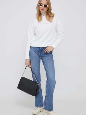 Bluza z kapturem z nadrukiem Calvin Klein biała