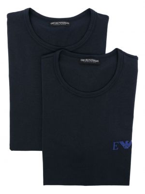 Памучна тениска с принт Emporio Armani синьо