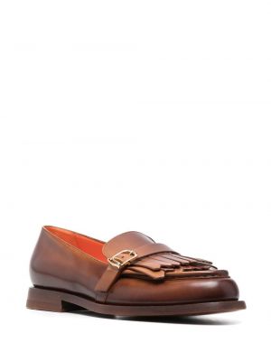 Nahast narmastega loafer-kingad Santoni pruun