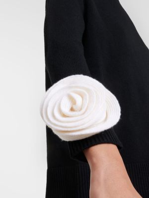 Sweter wełniany w kwiatki Valentino czarny