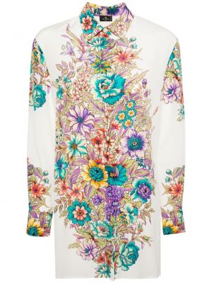 Svilena srajca s cvetličnim vzorcem s potiskom Etro bela