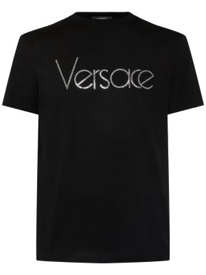 Majica z vezenjem Versace črna