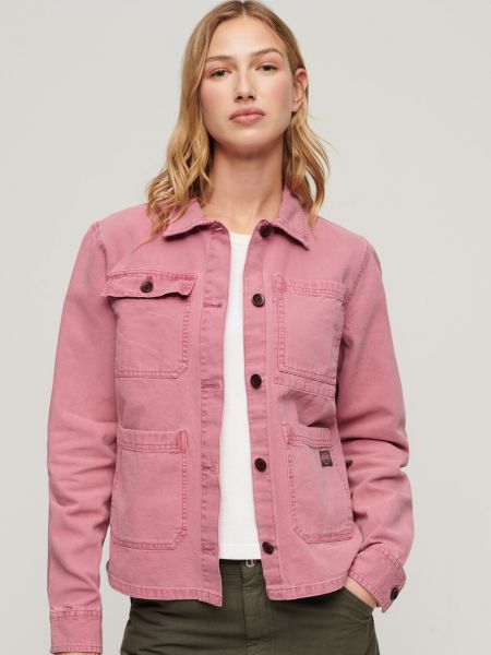 Джинсовая куртка с карманами Superdry розовая