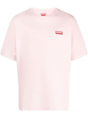 Pamut hímzett póló Kenzo rózsaszín