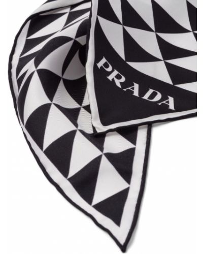 Foulard en soie à imprimé à motif géométrique Prada